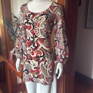 NWT Style&Co size small Chic Multicolor Patterned Dress sheer sleeves